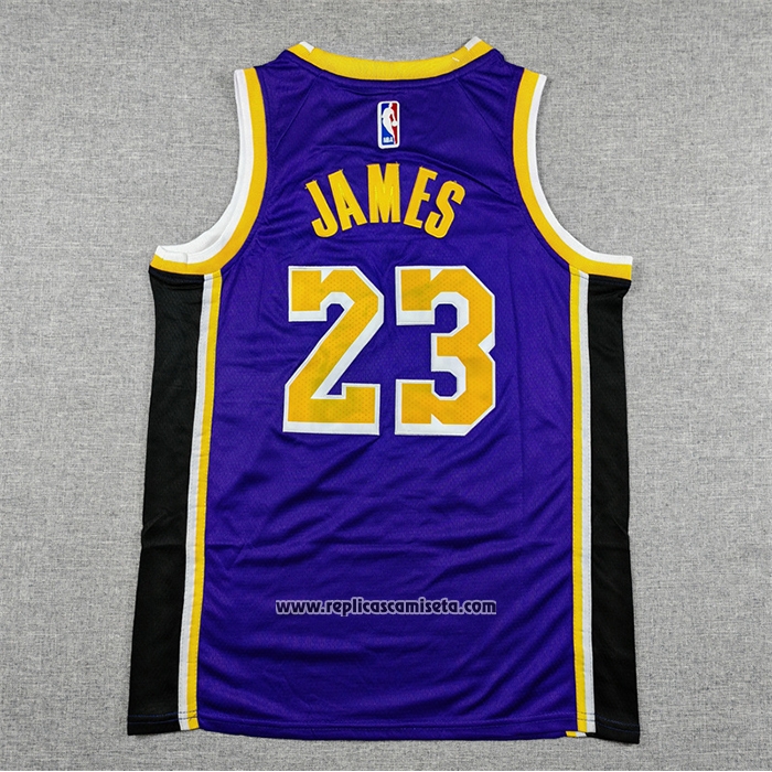Camiseta Nino Los Angeles Lakers LeBron James NO 23 Statement Violeta1